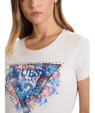 GUESS SS CN PEONY TRIANGLE T-shirt &agrave; manches courtes avec imprim&eacute; pierre en sourdine - T-shirt - 3