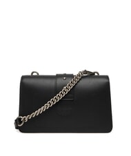 PINKO LOVE ONE CLASSIC Mini sac &agrave; bandouli&egrave;re en cuir noir-vieil argent - Sacs pour Femme - 2