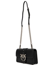 PINKO LOVE ONE CLASSIC Mini sac &agrave; bandouli&egrave;re en cuir noir-vieil argent - Sacs pour Femme - 3