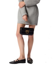 PINKO LOVE BOX Sac à bandoulière en cuir noir-or antique - Sacs pour Femme - 4