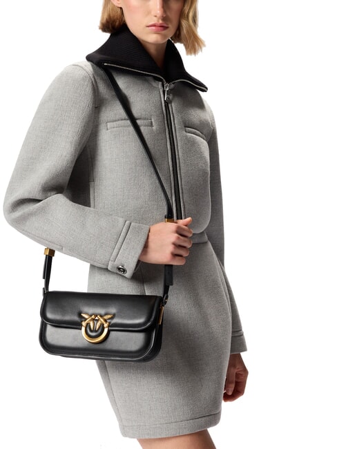 LOVE BOX Sac à bandoulière en cuir noir-or antique - Sacs pour Femme