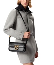 PINKO LOVE BOX Sac à bandoulière en cuir noir-or antique - Sacs pour Femme - 5