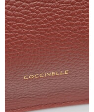 COCCINELLE HYLE Petit sac à bandoulière plat en cuir Brandy - Sacs pour Femme - 5