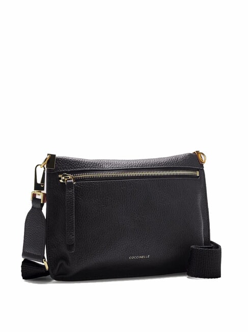 HYLE Petit sac à bandoulière plat en cuir Noir - Sacs pour Femme