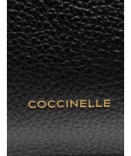 COCCINELLE HYLE Petit sac à bandoulière plat en cuir Noir - Sacs pour Femme - 6