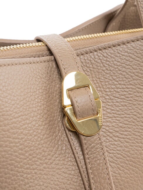 CHARA Sac à bandoulière en cuir taupe chaud - Sacs pour Femme