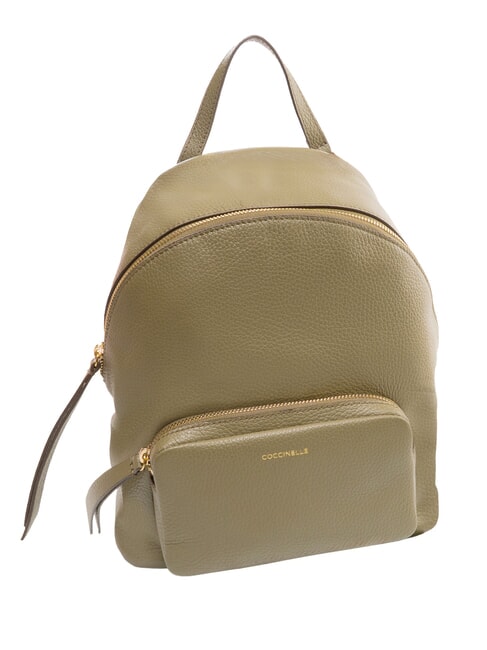 JEN Sac à dos rond en cuir avec poche vert laurier - Sacs pour Femme