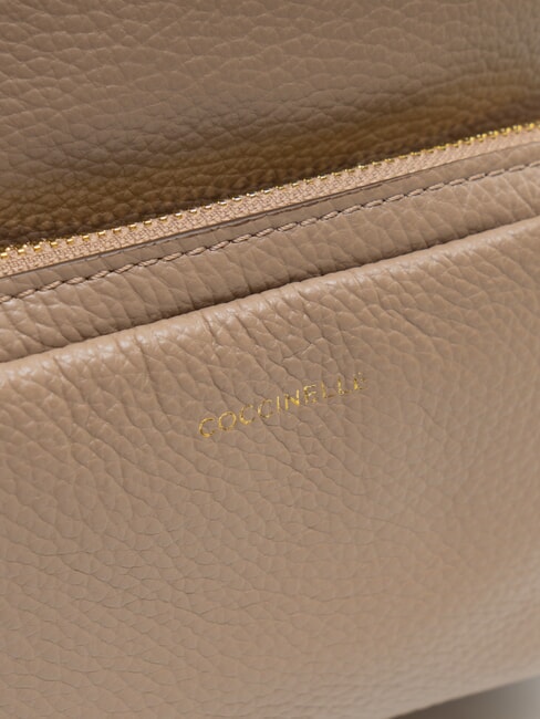 JEN Sac à dos rond en cuir avec poche taupe chaud - Sacs pour Femme