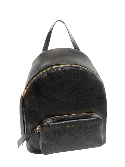 JEN Sac à dos rond en cuir avec poche Noir - Sacs pour Femme
