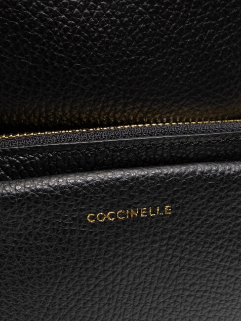 JEN Sac à dos rond en cuir avec poche Noir - Sacs pour Femme