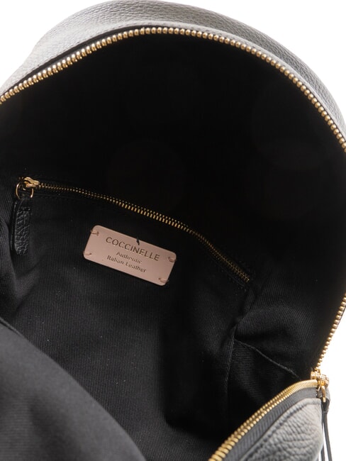 JEN Sac à dos rond en cuir avec poche Noir - Sacs pour Femme