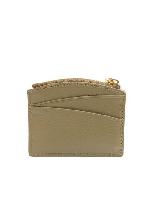 ROUNDED PRINTED Petit porte-cartes en cuir avec zip vert laurier - Portefeuilles Femme