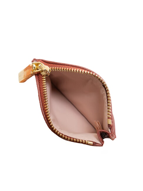 ROUNDED PRINTED Petit porte-cartes en cuir avec zip Brandy - Portefeuilles Femme