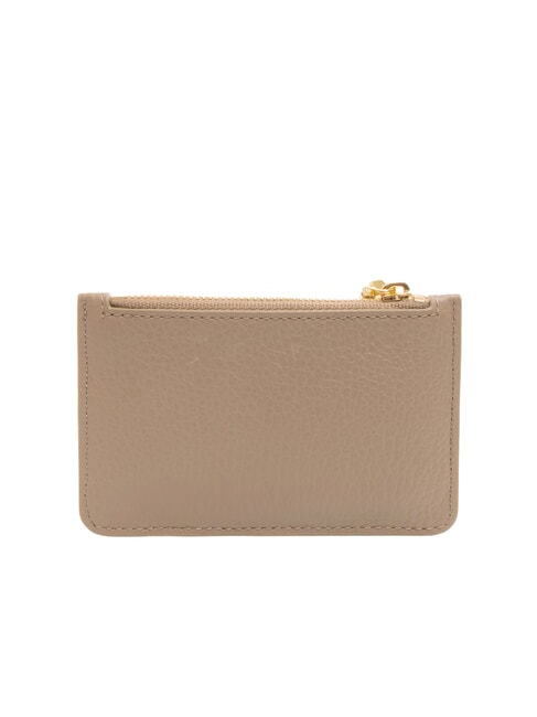 ROUNDED PRINTED Porte-cartes plat en cuir avec zip taupe chaud - Portefeuilles Femme