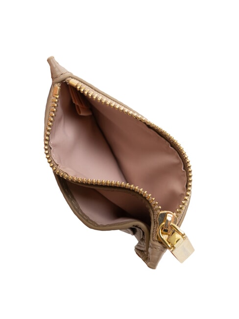 ROUNDED PRINTED Porte-cartes plat en cuir avec zip taupe chaud - Portefeuilles Femme