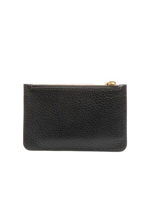 ROUNDED PRINTED Porte-cartes plat en cuir avec zip Noir - Portefeuilles Femme