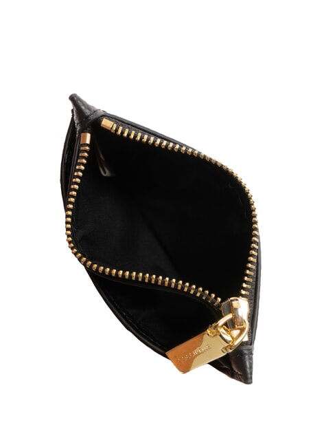 ROUNDED PRINTED Porte-cartes plat en cuir avec zip Noir - Portefeuilles Femme