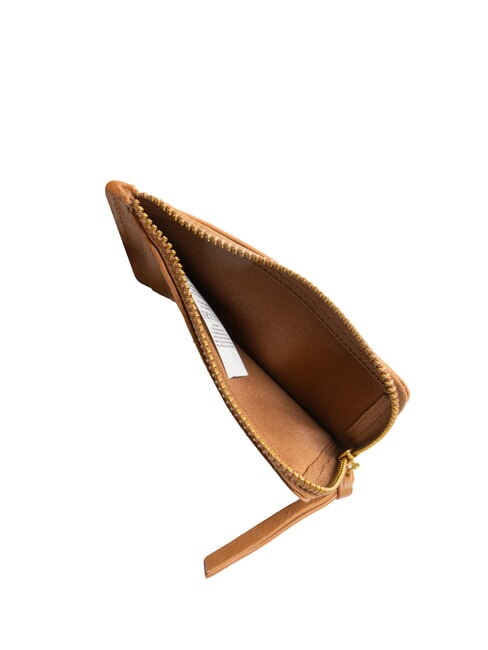 BASIC Grand porte-cartes en cuir avec zip Cognac - Portefeuilles Homme