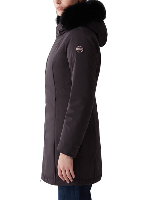 PURENESS Veste longue matelass&eacute;e &agrave; capuche noir - Doudounes femme