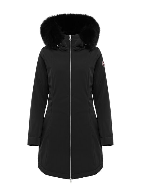 PURENESS Veste longue matelass&eacute;e &agrave; capuche noir - Doudounes femme