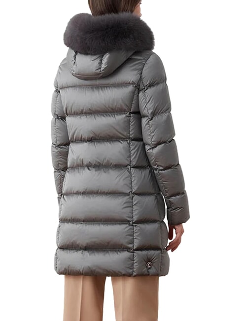 DELUXE Doudoune longue &agrave; capuche acier fonc&eacute;-acier fonc&eacute; - Doudounes femme