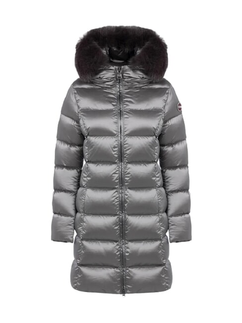 DELUXE Doudoune longue &agrave; capuche acier fonc&eacute;-acier fonc&eacute; - Doudounes femme