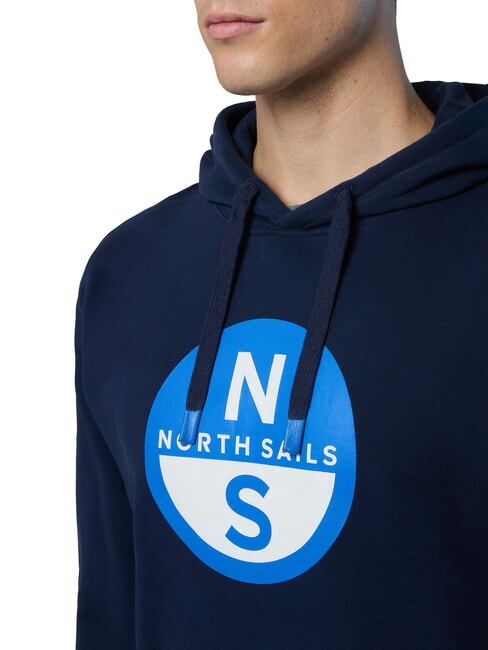 GRAPHIC Sweat &agrave; capuche en coton bleu marine - Pulls molletonn&eacute;s