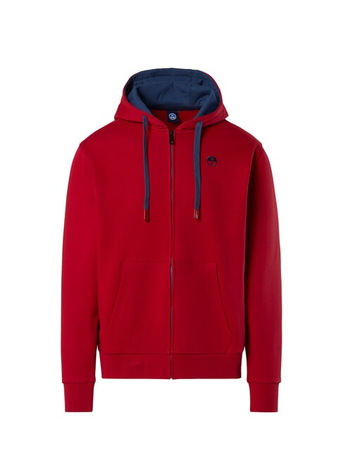 LOGO Sweat &agrave; capuche enti&egrave;rement zipp&eacute; lave rouge - Pulls molletonn&eacute;s