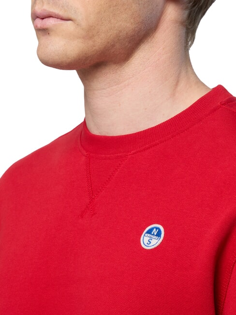 ROUND LOGO Sweat-shirt ras du cou en coton lave rouge - Pulls molletonn&eacute;s