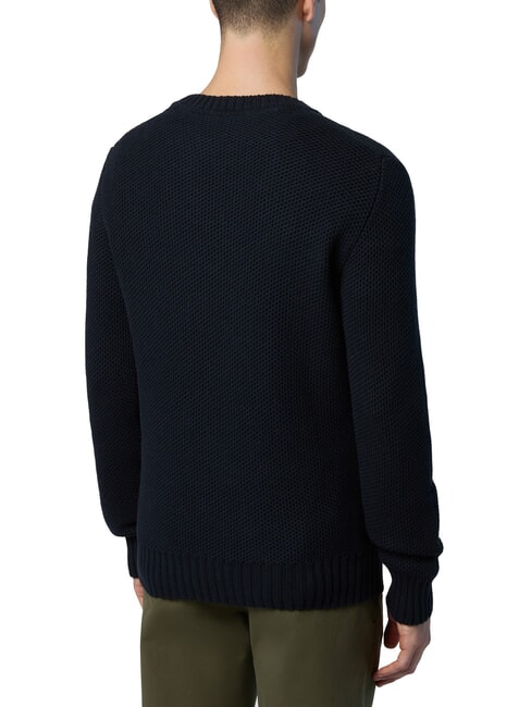 N|S Pull col rond gaufr&eacute; bleu marine - Pulls pour hommes