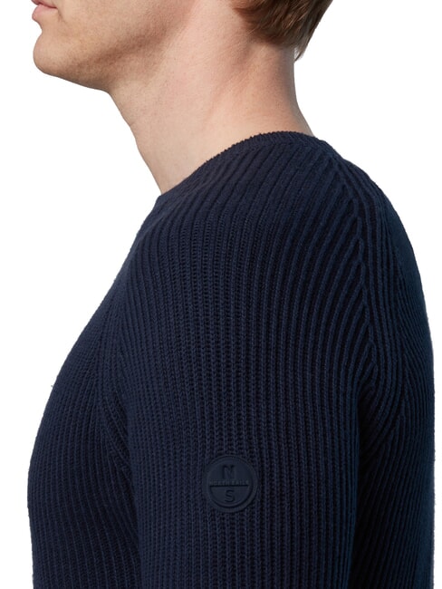 N|S Pull ras du cou côtelé bleu marine - Pulls pour hommes