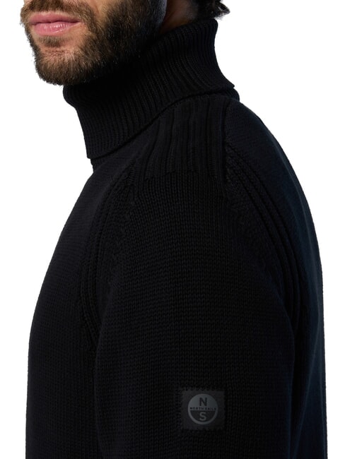 N|S Pull col roul&eacute; en coton noir - Pulls pour hommes