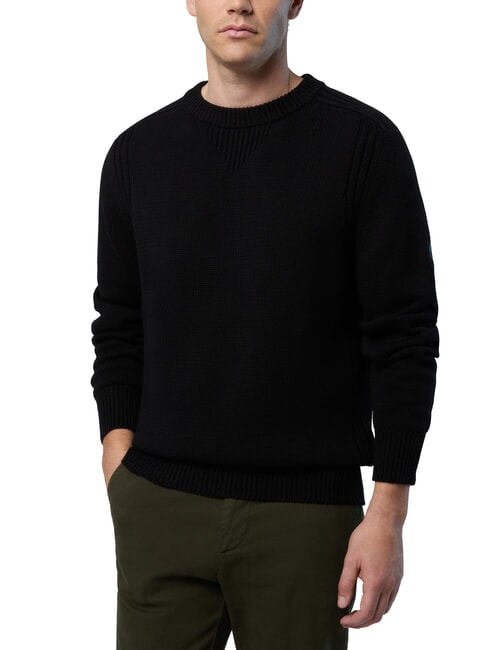 N|S Pull col rond en coton noir - Pulls pour hommes