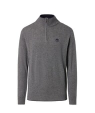 NORTH SAILS N|S Pull col roul&eacute; demi-zip m&eacute;lange gris moyen - Pulls pour hommes - 4