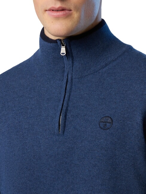 N|S Pull col roulé demi-zip Mélange de bleu de Chine - Pulls pour hommes