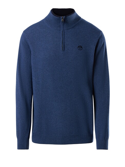 N|S Pull col roulé demi-zip Mélange de bleu de Chine - Pulls pour hommes