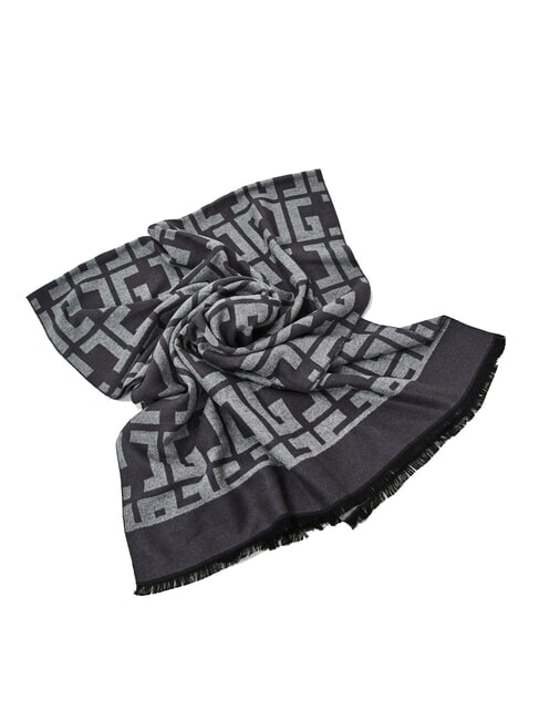 ESTELLE Écharpe à franges avec logo all-over gris - Écharpes