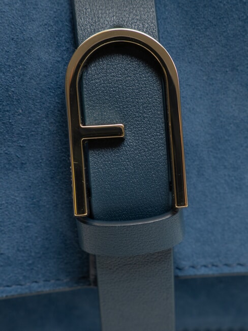 FLOW Petit sac en cuir avec bandoulière tons gris-bleu - Sacs pour Femme