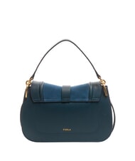 FURLA FLOW Sac en cuir moyen avec bandoulière tons gris-bleu - Sacs pour Femme - 3