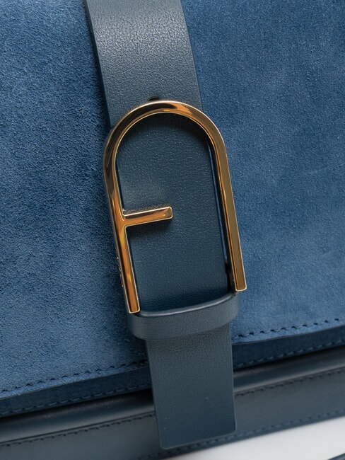 FLOW Sac en cuir moyen avec bandoulière tons gris-bleu - Sacs pour Femme