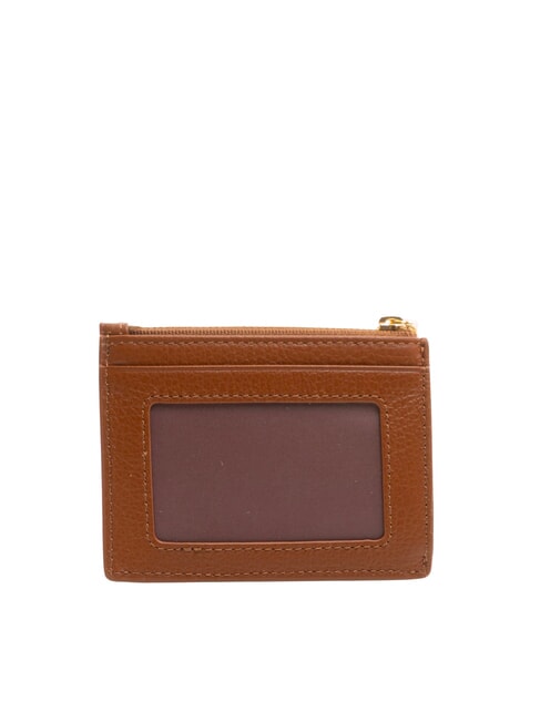 METALLIC SOFT Portefeuille plat en cuir textur&eacute; Cognac - Portefeuilles Femme