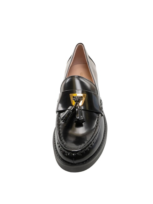 BEAT SHINY Mocassins en cuir &agrave; pompon Noir - Chaussures Femme