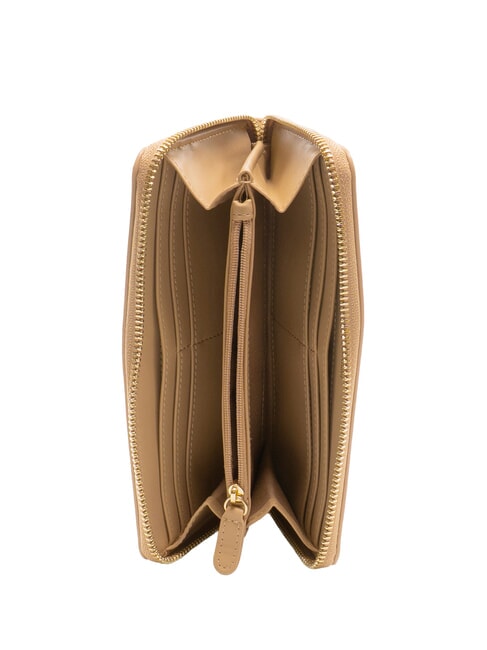 QUILTED Grand portefeuille zipp&eacute; beige - Portefeuilles Femme