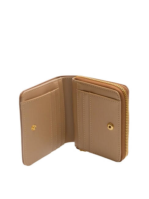 ESSENTIAL Petit portefeuille zippé à pompon CUIR - Portefeuilles Femme