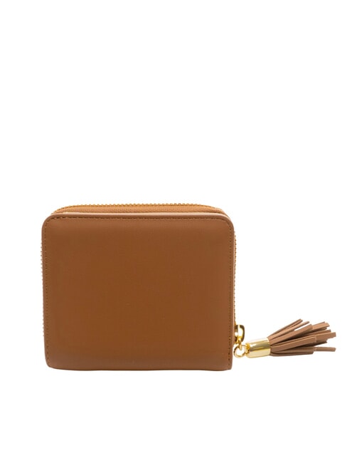 ESSENTIAL Petit portefeuille zippé à pompon CUIR - Portefeuilles Femme