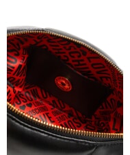 LOVE MOSCHINO PUFFY LOGO Petit sac bandoulière pochette coeur noir/rouge/noir - Sacs pour Femme - 5