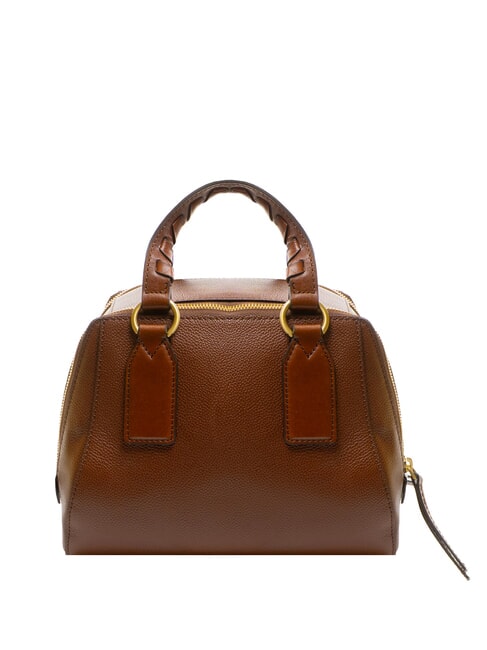 INES Sac cartable en cuir avec bandouli&egrave;re MARRON - Sacs pour Femme