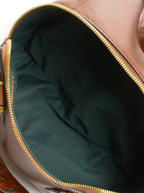 INES Sac cartable en cuir avec bandouli&egrave;re MARRON - Sacs pour Femme