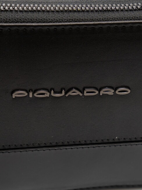 W136 Pochette en cuir pour homme &agrave; 3 compartiments Noir - &Eacute;tui pour tablette & Organiseur