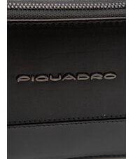 PIQUADRO W136 Pochette en cuir pour homme &agrave; 3 compartiments Noir - &Eacute;tui pour tablette & Organiseur - 3